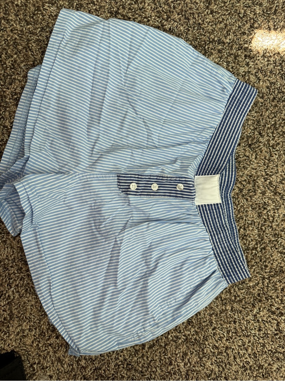 Pink Rose Light Blue and White Striped Women's Shorts